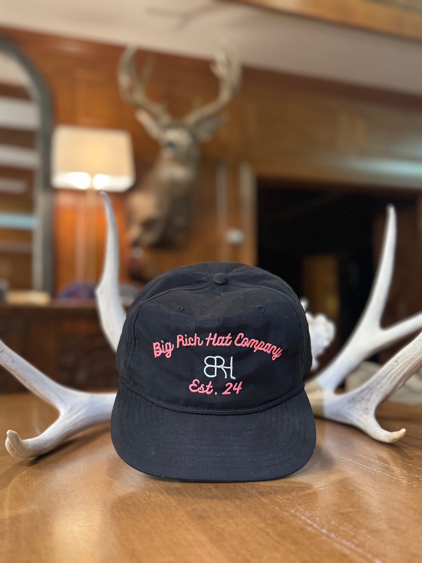 Black Hat with Pink lettering 256